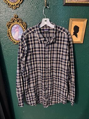 Patagonia Organic Cotton Flannel Shirt Mens Size XXL Blue Plaid Button Up